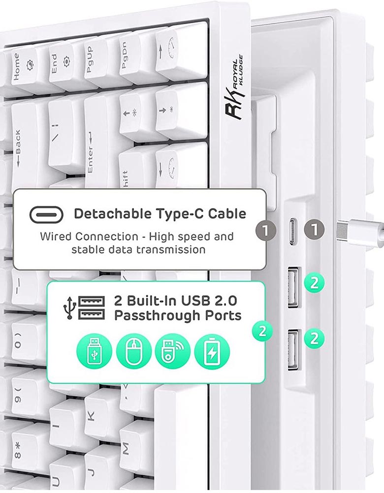 Tri-Mode RGB 84-Keys Hot-Swappable Mechanical Keyboard – White [Brown]