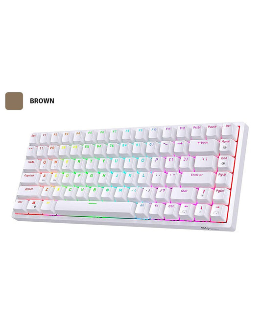 Tri-Mode RGB 84-Keys Hot-Swappable Mechanical Keyboard – White [Brown]